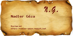 Nadler Géza névjegykártya